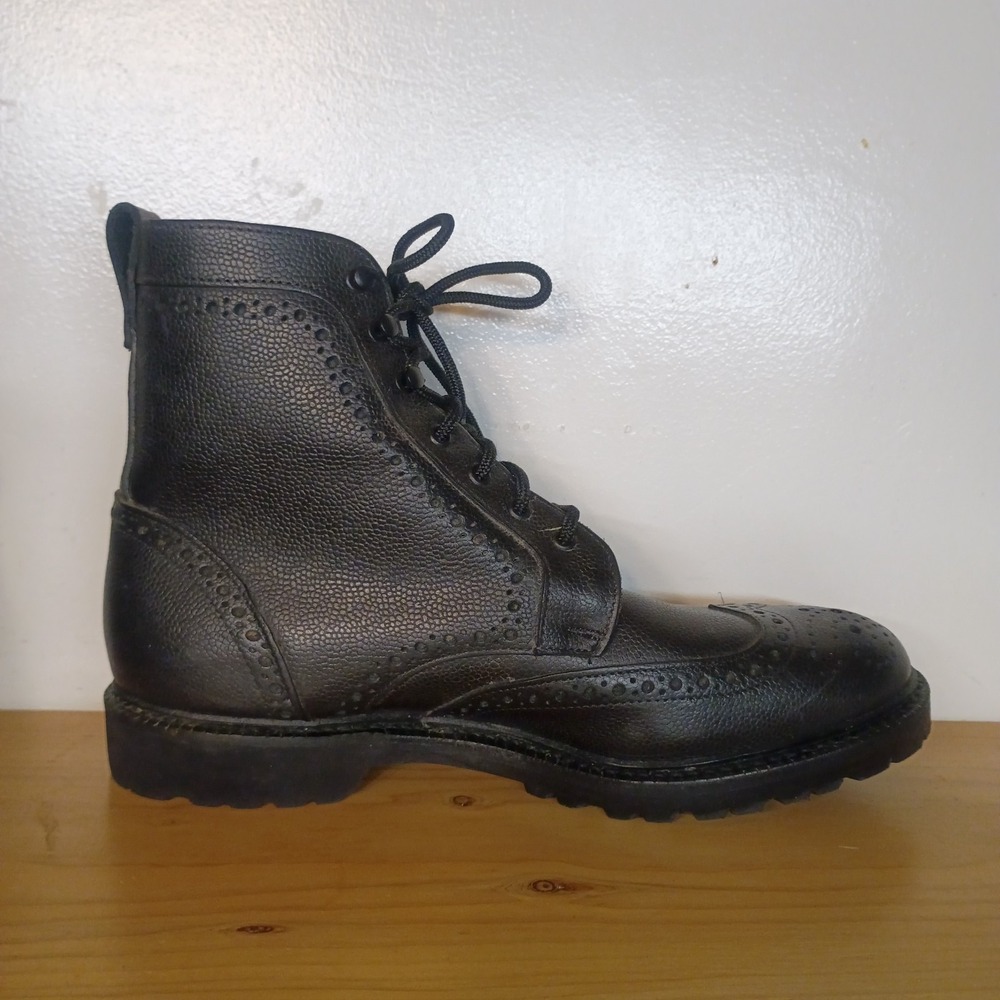 Allen Edmonds Long Branch Black Pebbled Leather Wingtip Boots Men's 10 D Vibram - Picture 7 of 15